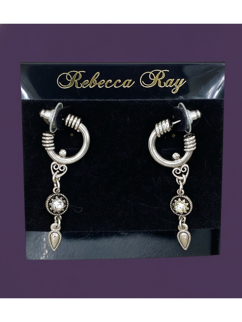 Boho Silver Charm Hoop Earring